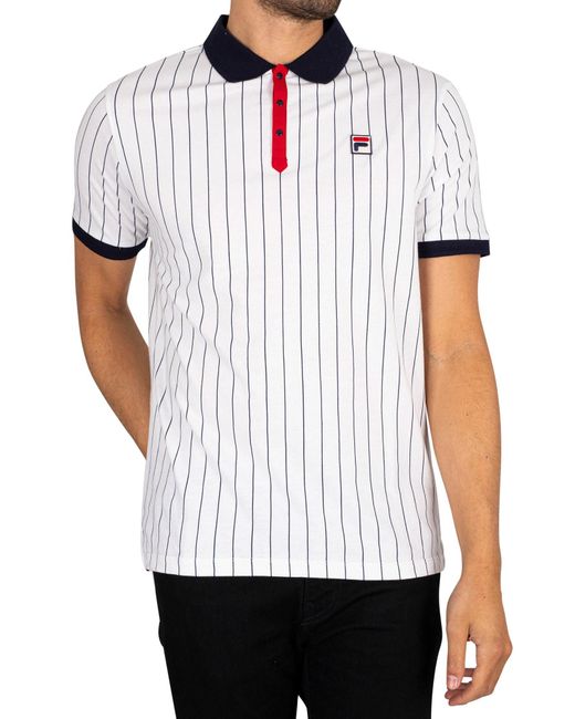 Fila White Classic Vintage Stripped Polo Shirt for men