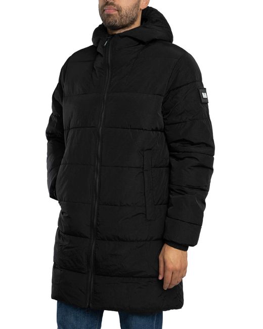 Weekend Offender Black Capelli Mid Length Padded Jacket for men