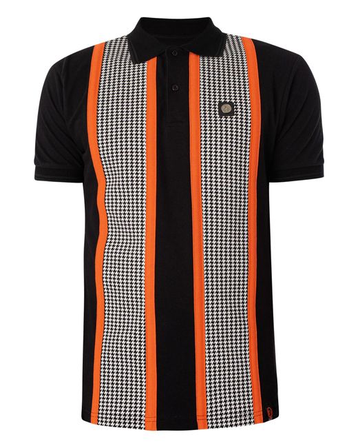 Trojan Black Taped Houndstooth Panel Polo Shirt for men