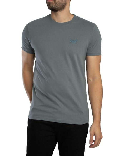 Superdry Gray Essential Logo Emb T-shirt for men
