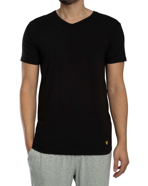 Lyle & Scott Black 3 Pack Basic Lounge V Neck T-shirt for men