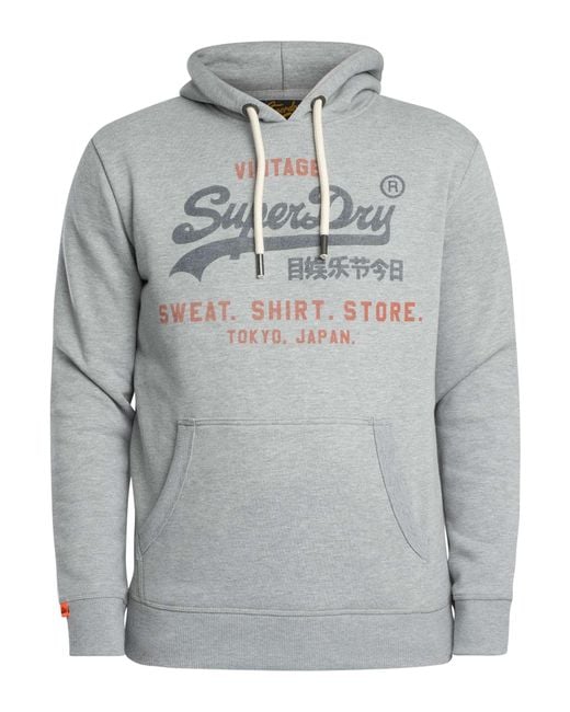 Superdry Gray Vintage Logo Heritage Relaxed Pullover Hoodie for men