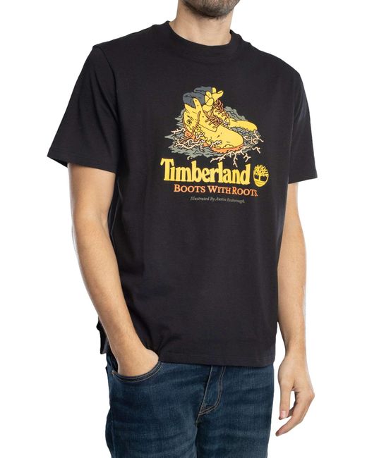 Timberland Black Front Boot Graphic T-shirt for men