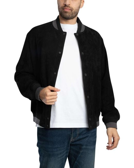 HUGO Black Ledam Suede Bomber Jacket for men
