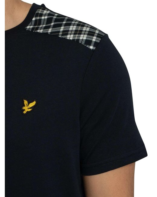 Lyle & Scott Black Check Panelled T-shirt for men