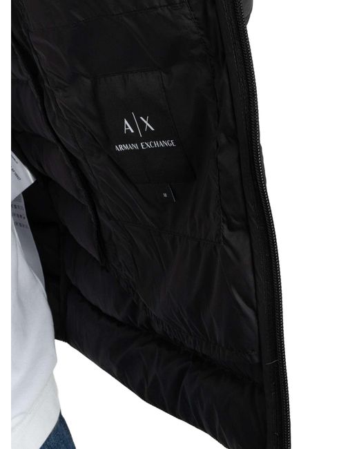 ARMANI EXCHANGE Black Chest Logo Down Jacket for men