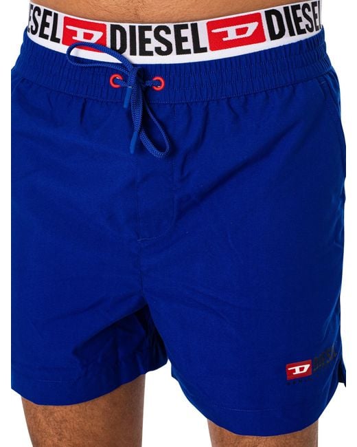 DIESEL Blue Visper Double Waistband Swim Shorts for men
