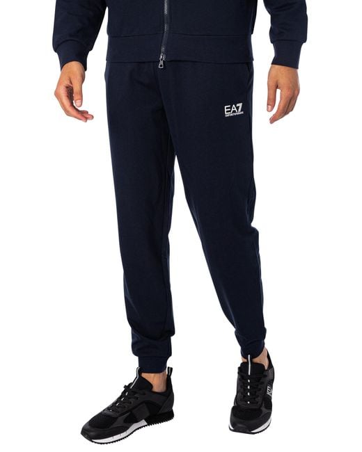 EA7 Blue Chest Logo Zip Tracksuit for men