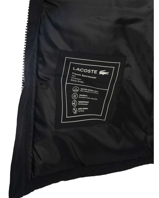 Lacoste Black Water Repellent Hooded Down Jacket for men