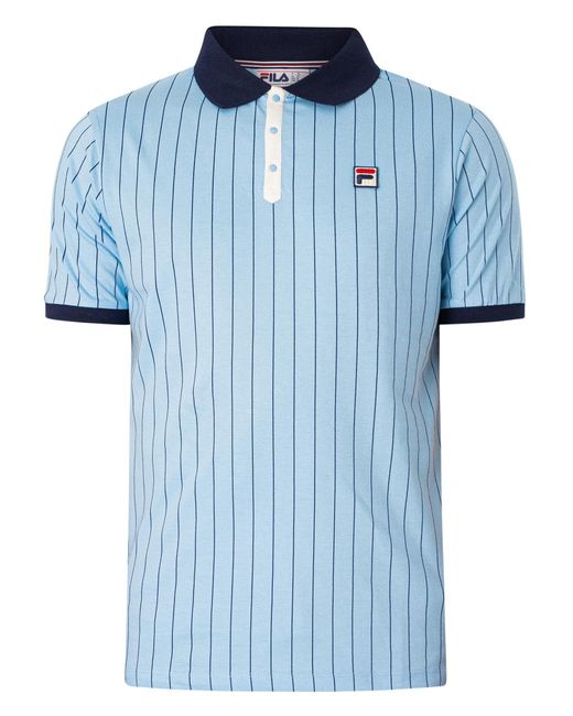 Fila Blue Classic Vintage Striped Polo Shirt for men