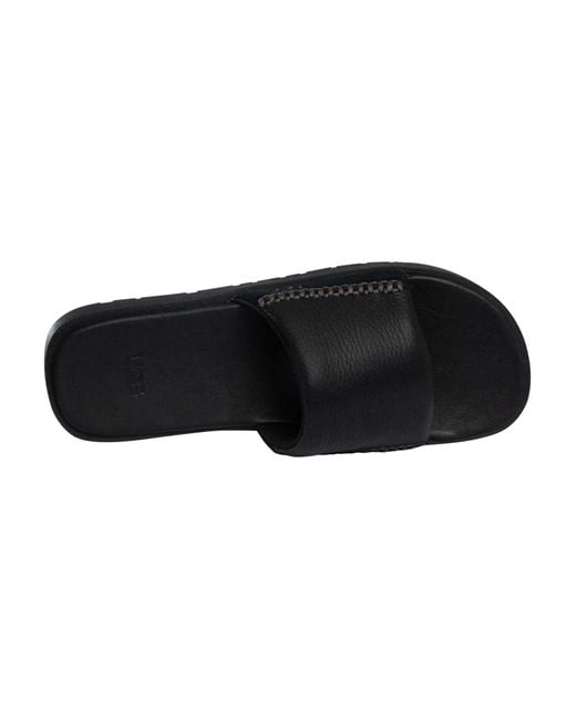 Ugg Black Seaside Ii Leather Sliders for men