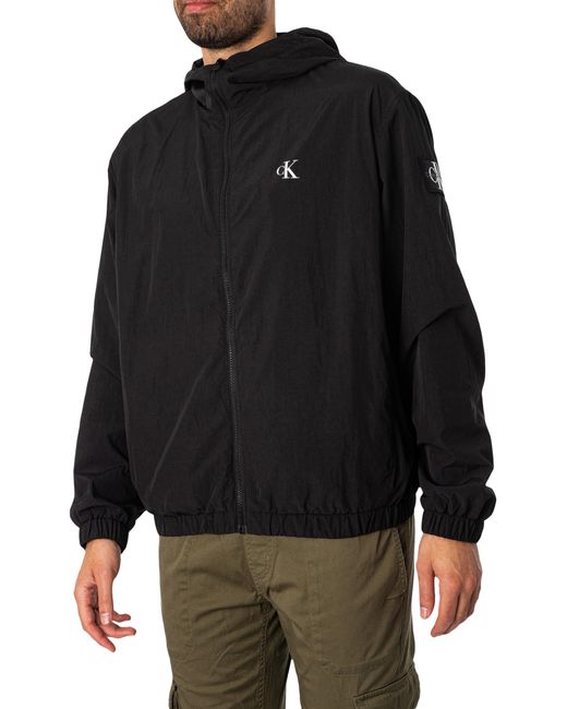 Calvin Klein Black Logo Windbreaker Jacket for men