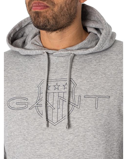 Gant Gray Graphic Logo Pullover Hoodie for men