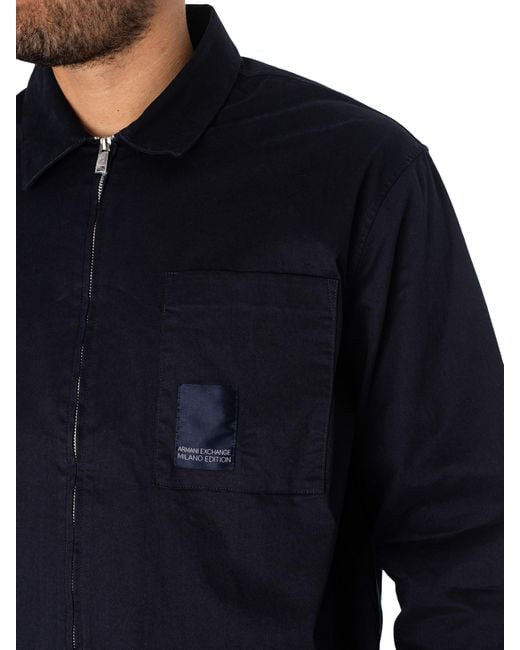 Armani Exchange Blue Chest Pocket Overshirt for men