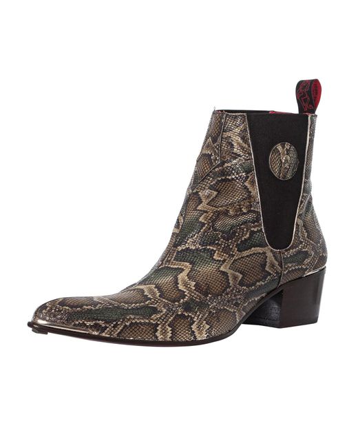 Jeffery West Brown Snake Chelsea Boots for men