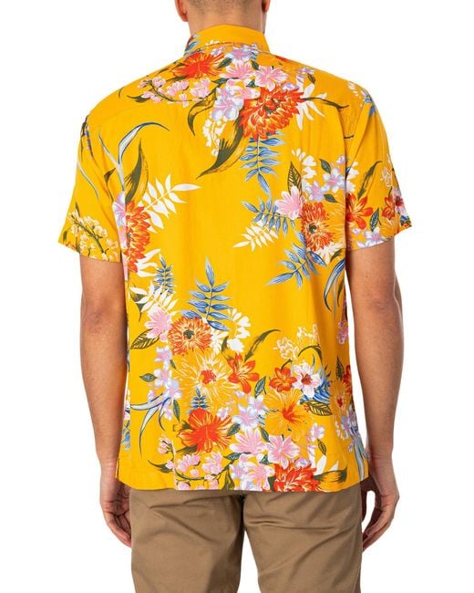 Superdry Orange Hawaiian Short Sleeved Shirt for men