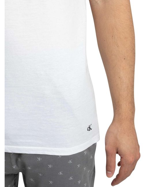 Calvin Klein White 3 Pack Lounge Classic Crew T-shirts for men
