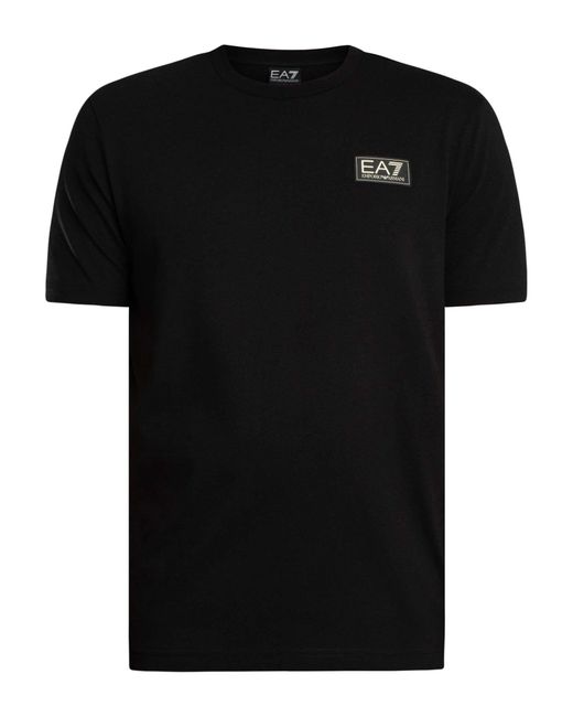 EA7 Black Regular Chest Box Logo T-shirt for men