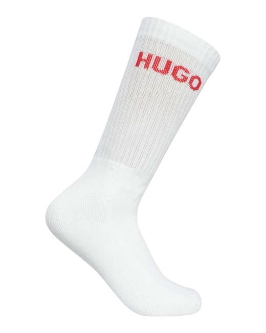 HUGO White 6 Pack Logo Quarter Socks for men