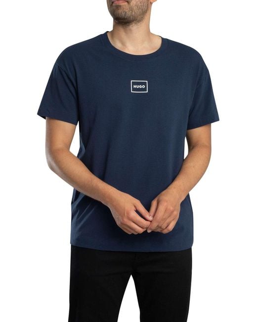 HUGO Blue Lounge Laze Box Logo T-shirt for men