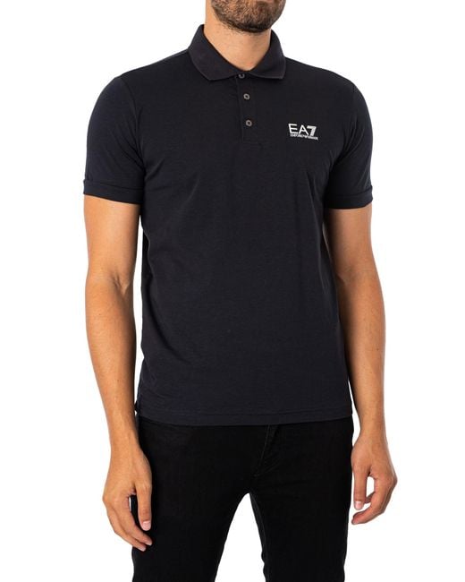 EA7 Black Logo Polo Shirt for men