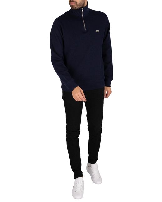 Lacoste Blue Zip Collar Sweatshirt for men