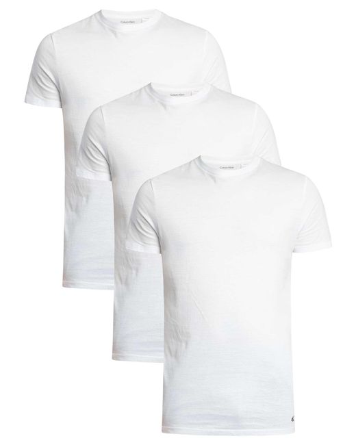 Calvin Klein White 3 Pack Lounge Classic Crew T-shirts for men