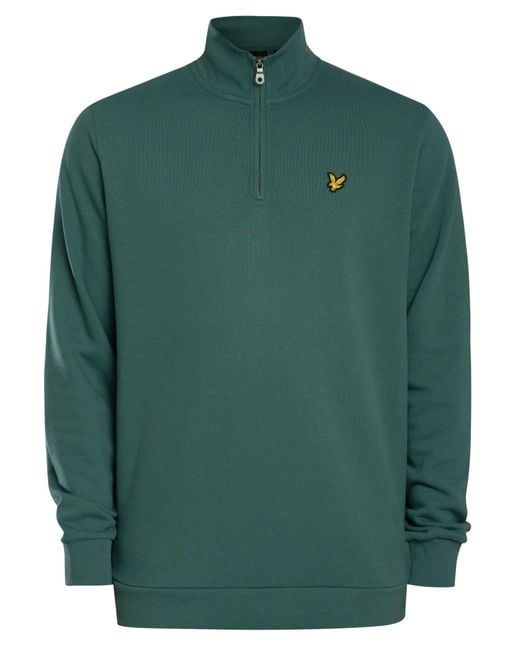 Lyle & Scott Green Loopback Quarter Zip Sweatshirt for men