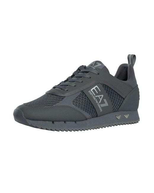 EA7 Blue Athletic Logo Mesh Trainers for men