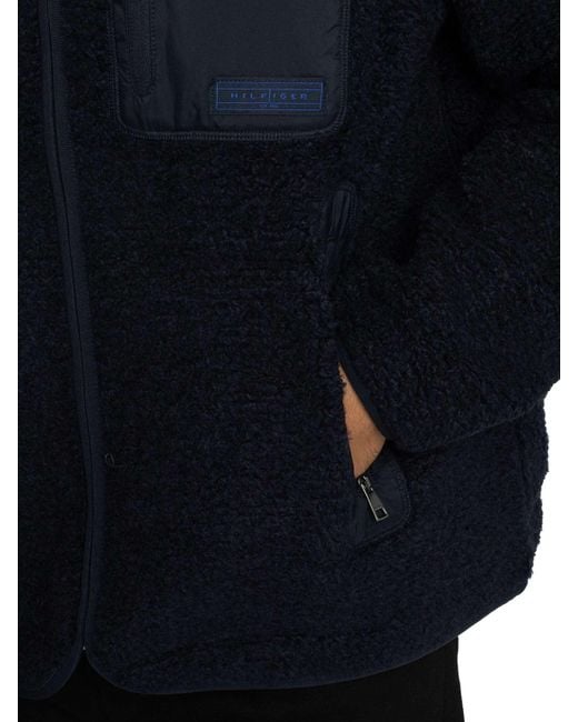Tommy Hilfiger Blue Teddy Fleece Zip Through Jacket for men