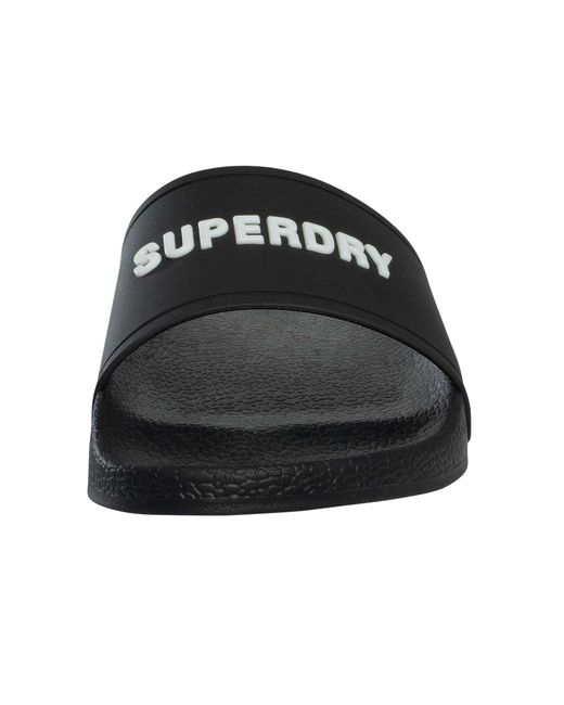 Superdry Black Premium Graphic Pool Sliders for men