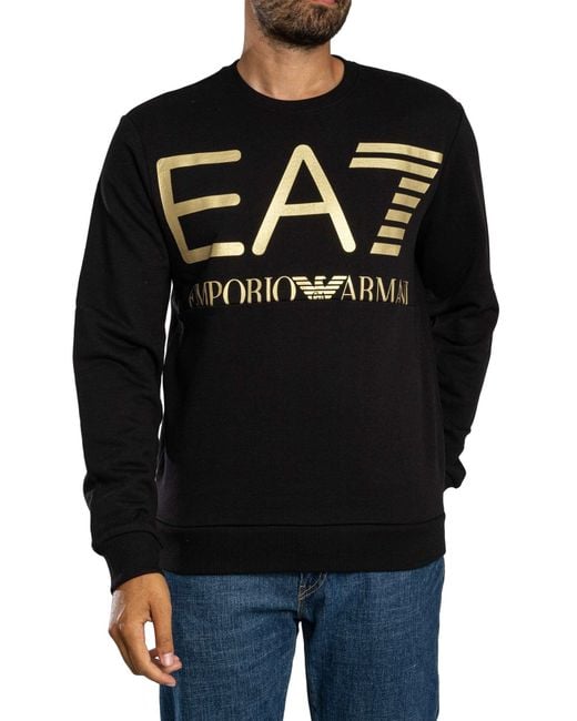 EA7 Black Big Logo Graphic Sweatshirt for men