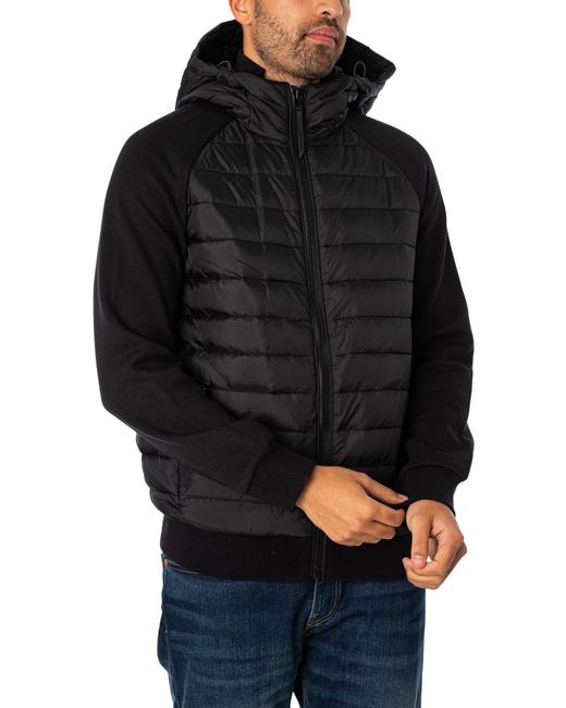 Superdry Hooded Storm Hybrid Padded Jacket in Black for Men | Lyst