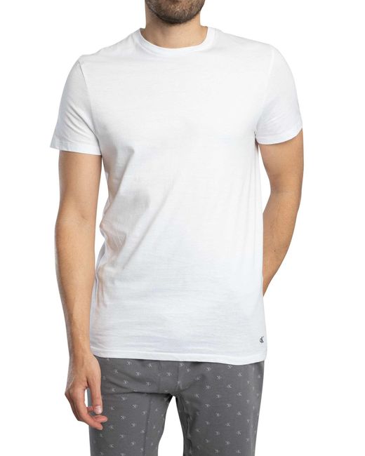 Calvin Klein White 3 Pack Lounge Classic Crew T-shirts for men