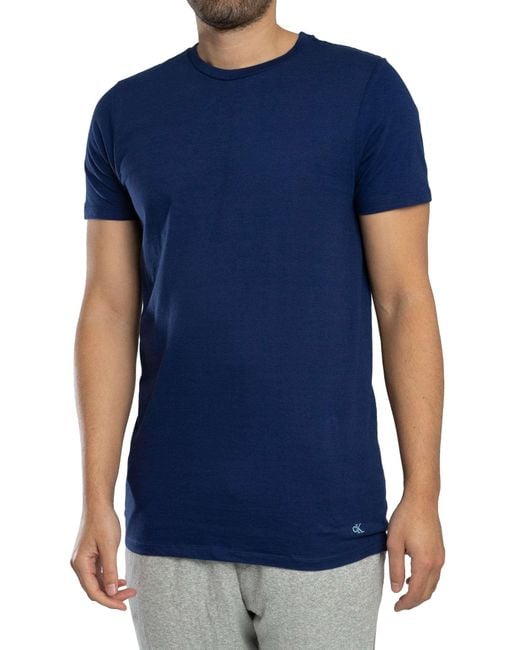 Calvin Klein Blue 3 Pack Classic Lounge T-shirt for men