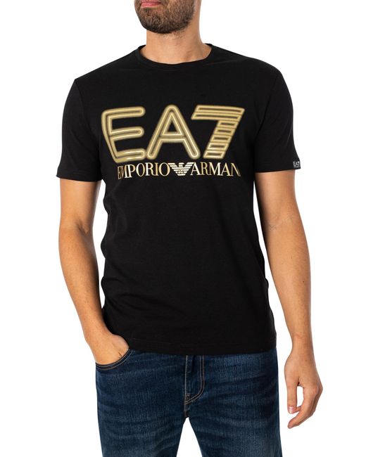 EA7 Black Graphic T-shirt for men