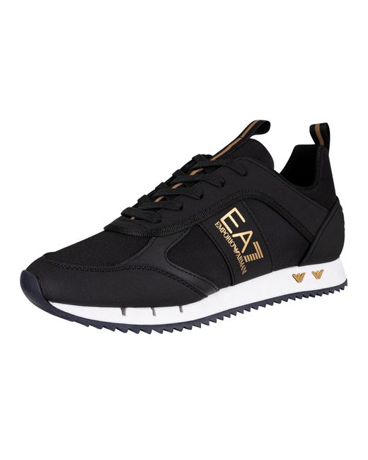 EA7 Side Logo Synthetic Trainers in Black for Men | Lyst