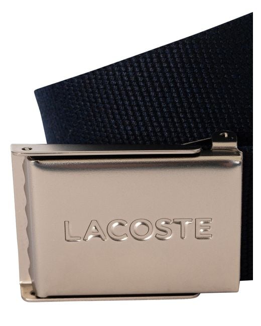 Lacoste Blue Engraved Buckle Woven Belt for men
