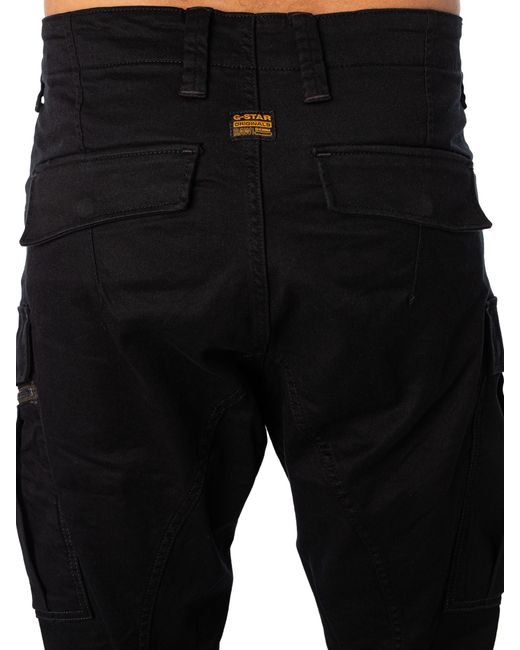 G-Star RAW Black Zip Pocket 3d Skinny Cargos for men