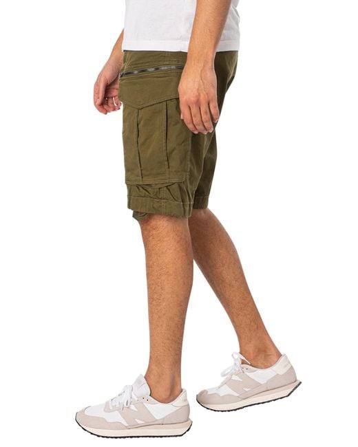 G-Star RAW Green Rovic Zip Relaxed Cargo Shorts for men