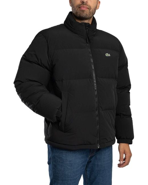 Lacoste Black Water Repellent Hooded Down Jacket for men