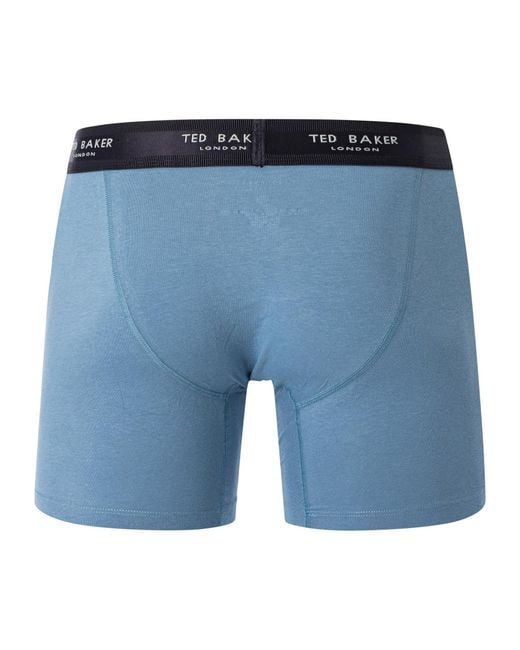 Ted Baker Blue 3 Pack Cotton Stretch Boxer Briefs for men