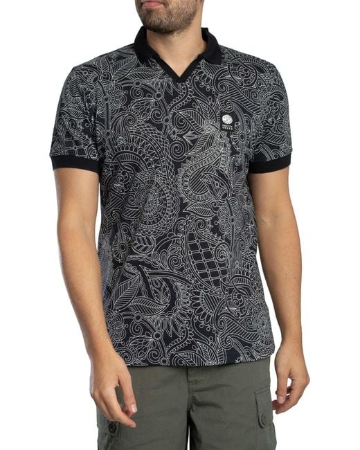 Pretty Green Gray Resonance Linear Polo Shirt for men