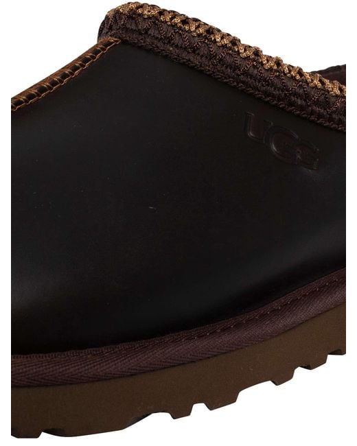 Ugg Black Tasman Leather Regen Slippers for men