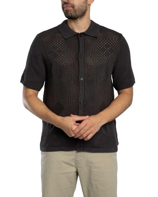 Levi's Black Camp Knitted Short Sleeved Shirt for men