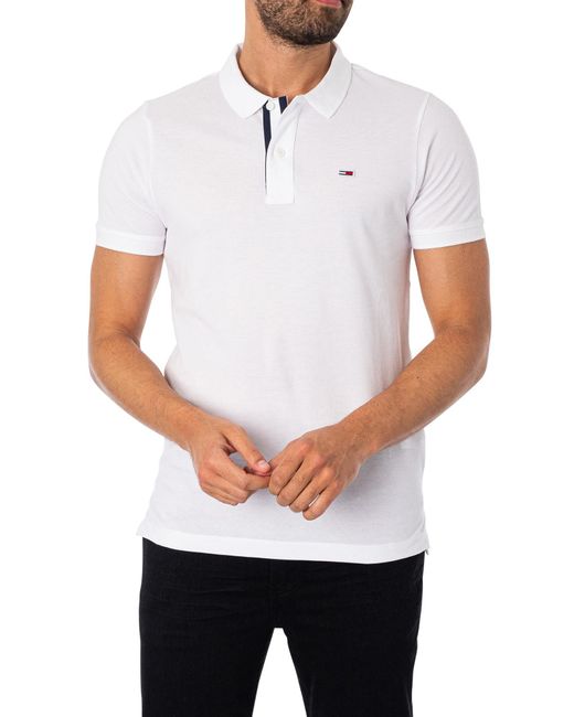 Tommy Hilfiger White Flag Placket Polo T Shirt for men