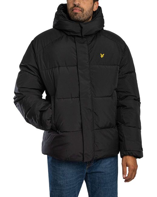 Lyle & Scott Black Hooded Puffer Jacket for men