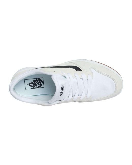 Vans White Ryland Ls Shoe | Retro Court Sneakers With Tennis Inspired Fashion Details for men