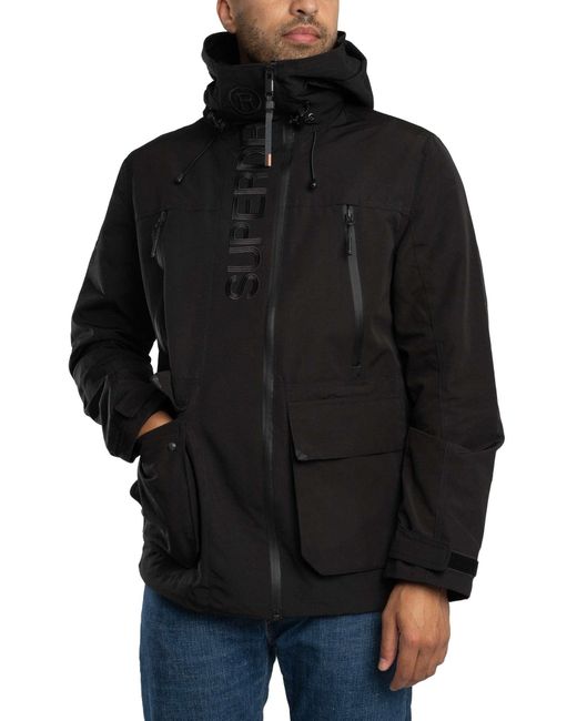 Superdry Black Ultimate Emb Windbreaker Jacket for men