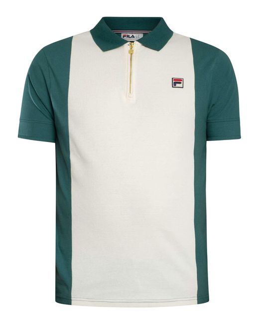 Fila Green Pierro Cut & Sew Zip Polo Shirt for men